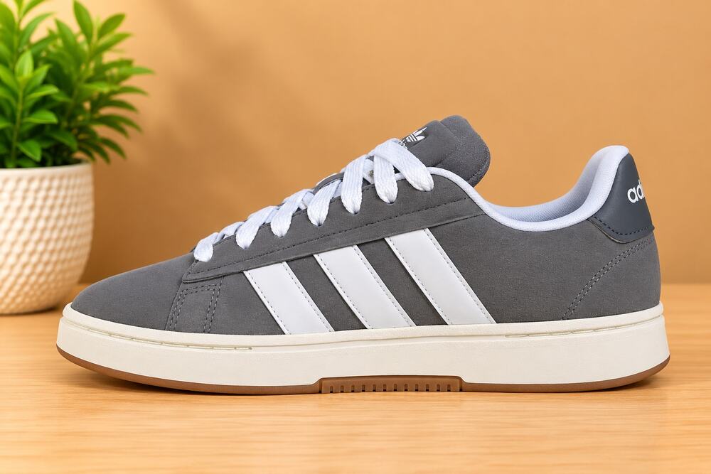 NWT Adidas Men's Grand Court Alpha, Grey/White/Off White, 11